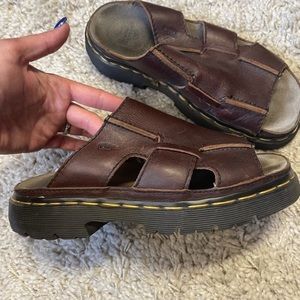 Dr. Marten’s brown leather sandals slides slip on